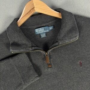Polo Ralph Lauren Quarter Zip Sweater Mens 2XL Grey Old Money Prep Office Knit